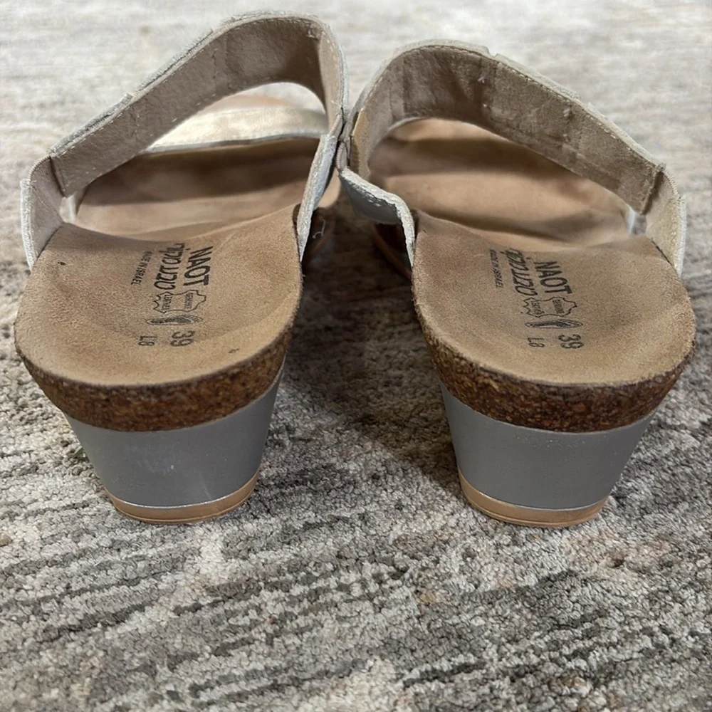 NAOT Silver White low Wedge Shoes with Comfort Design - slide on - 39 (US8) - Picture 6 of 7